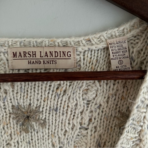 Vintage Marsh Landing Textured Hand Knitted Vest in Cream Women’s Size 8 - Picture 3 of 7